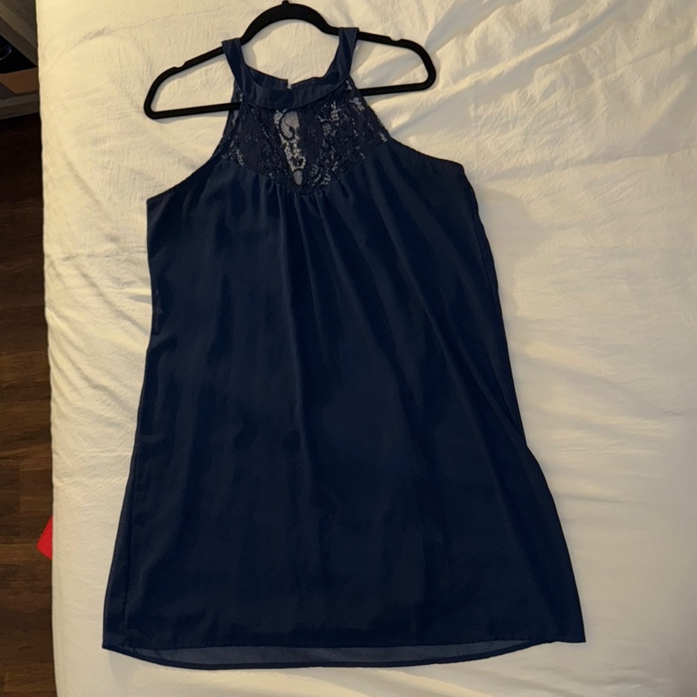 Blue Halter Mini Sundress for Cocktail Nights
